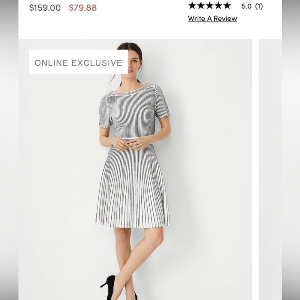NWT Ann Taylor Stripe Ribbed Flare Dress